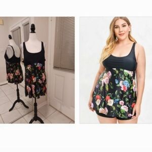 2/$60 Black Floral Tankini - Size 1X